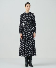 GRACE CONTINENTAL キャットプリントフライヨークワンピース