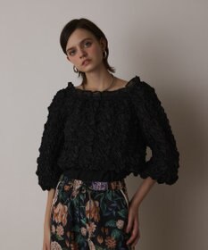 GRACE CONTINENTAL シャーリングトップ ブラック