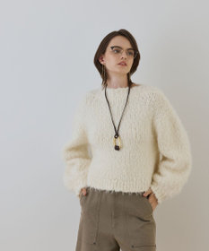 GRACE CONTINENTAL バルキーフェザーニットトップ ホワイト