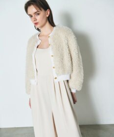 GRACE CONTINENTAL フェイクファーニットカーディガン