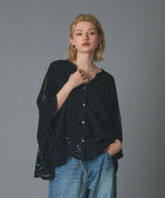 GRACE CONTINENTAL カットワークスカラブラウス ブラック