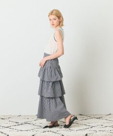 GRACE CONTINENTAL ストライプラッフルスカート