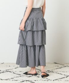 GRACE CONTINENTAL ストライプラッフルスカート
