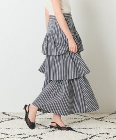 GRACE CONTINENTAL ストライプラッフルスカート