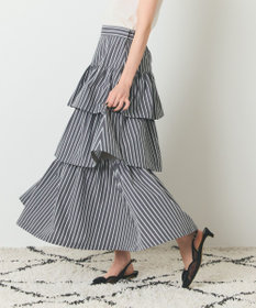GRACE CONTINENTAL ストライプラッフルスカート