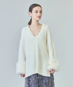 GRACE CONTINENTAL フェザースリーブニットトップ
