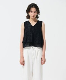 GRACE CONTINENTAL シフォンカットジャガードトップ