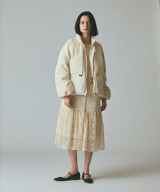 GRACE CONTINENTAL ツイードコンビパフィーブルゾン キナリ