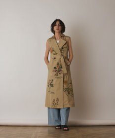 GRACE CONTINENTAL プリントトレンチワンピース ベージュ