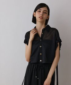 GRACE CONTINENTAL メッシュポンチョシャツ ブラック