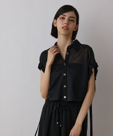 GRACE CONTINENTAL メッシュポンチョシャツ ブラック