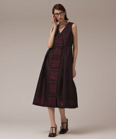 GRACE CONTINENTAL シャドーチェックワンピース ボルドー