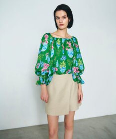 GRACE CONTINENTAL フラワーベースプリントトップ グリーン