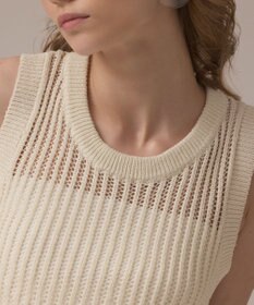 GRACE CONTINENTAL チュールフリンジニットトップ