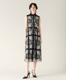 GRACE CONTINENTAL 刺繍フレアドレス ブラック