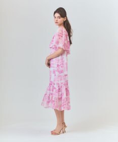 極美品 グレースコンチネンタル 花柄 シフォン ギャザー フレア