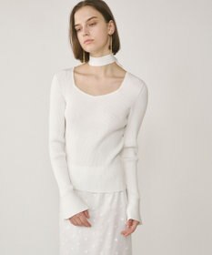 GRACE CONTINENTAL ボウタイリブニットトップ