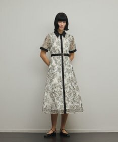 GRACE CONTINENTAL フラワーコード刺繍ワンピース