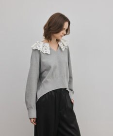 GRACE CONTINENTAL レースカラーニットトップ