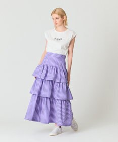 GRACE CONTINENTAL ストライプラッフルスカート