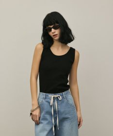 GRACE CONTINENTAL テレコノースリーブトップ ブラック