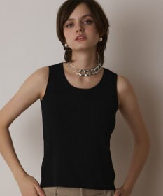 GRACE CONTINENTAL Uネックリブニットトップ ブラック