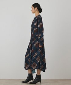 GRACE CONTINENTAL チェックプリントロングワンピース