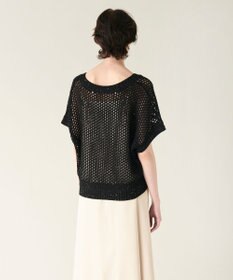 GRACE CONTINENTAL メッシュVネックニットトップ