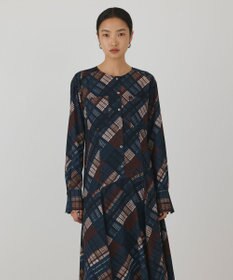 GRACE CONTINENTAL チェックプリントロングワンピース
