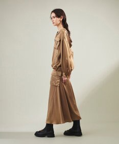 GRACE CONTINENTAL サテンミリタリーロングスカート