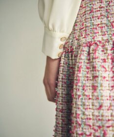 GRACE CONTINENTAL ツイードコンビワンピース