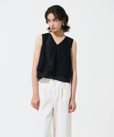 GRACE CONTINENTAL シフォンカットジャガードトップ