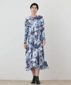 GRACE CONTINENTAL タックフレアプリントワンピース