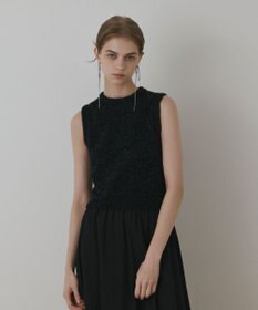 GRACE CONTINENTAL ラメフェザ－ニットトップ ブラック