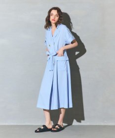 GRACE CONTINENTAL リネンタッチミリタリードレス サックス