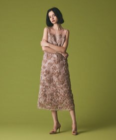 GRACE CONTINENTAL フラワーembドレス ベージュ