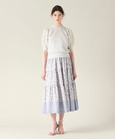 GRACE CONTINENTAL ラメシアーパフニットトップ シルバー