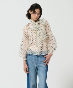 GRACE CONTINENTAL チュールドットボウタイブラウス