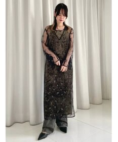 GRACE CONTINENTAL 刺繍レイヤードベロアワンピース