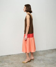 GRACE CONTINENTAL リネンタッチ配色ワンピース