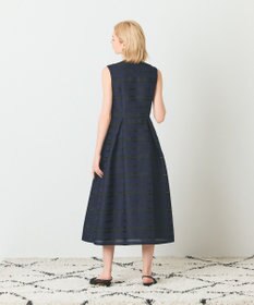 GRACE CONTINENTAL ボーダーメッシュジャガードドレス