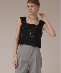 GRACE CONTINENTAL チュール刺繍トップ ブラック