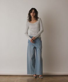 GRACE CONTINENTAL ラメリブクルーネックトップ