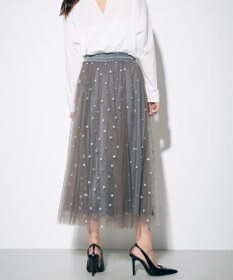 GRACE CONTINENTAL ブーツプリントチュールスカート