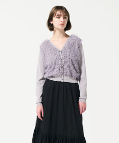 GRACE CONTINENTAL ギャザーフリルニットカーディガン