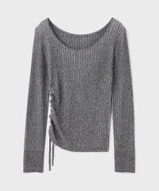 GRACE CONTINENTAL ラメリブクルーネックトップ