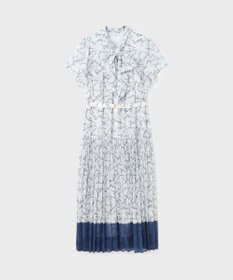 GRACE CONTINENTAL ボウタイプリーツプリントワンピース