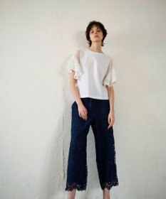 GRACE CONTINENTAL レースストレートパンツ ネイビー
