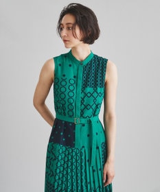 グレースコンチネンタル　ダイアグラム バイカラーキカワンピース　グリーン バイカラーキカワンピース / GRACE CONTINENTAL | GRACE