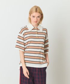 GRACE CONTINENTAL ボーダーニットトップ キャメル